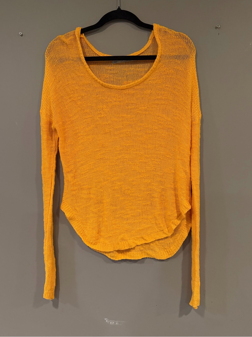 Zara Knit Bright Yellow Open Stitch Slouchy Sweater - Size Small (EUR/USA S)